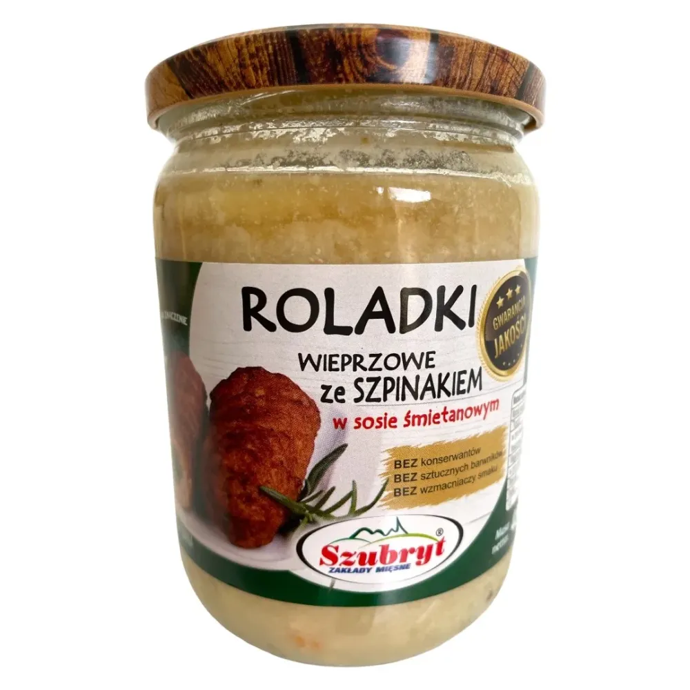 ROLADKI WIEPRZOWE ZE SZPINAKIEM W SOSIE ŚMIETANOWYM. 75735