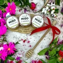 Dzień Nauczyciela Zestaw 3 miodków smakowych na podstawce z łyżką PREZENT. 73097
