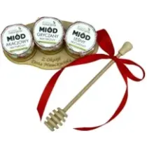 Dzień Nauczyciela Zestaw 3 miodków na podstawce z łyżką PREZENT. 72793