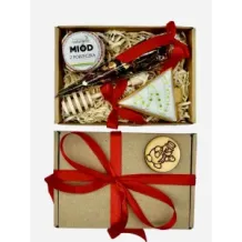 Zestaw prezentowy UPOMINEK piernik miodki łyżka do miodu herbata. 73066