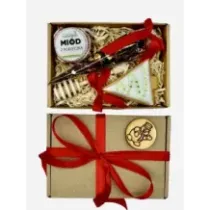 Zestaw prezentowy UPOMINEK piernik miodki łyżka do miodu herbata. 73066