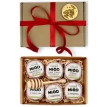 Zestaw prezentowy UPOMINEK miodki 6x50g łyżka do miodu. 73066