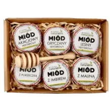 Zestaw prezentowy UPOMINEK miodki 6x50g łyżka do miodu. 73066