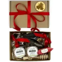 Zestaw prezentowy UPOMINEK miodki łyżka do miodu herbata krówka. 73066