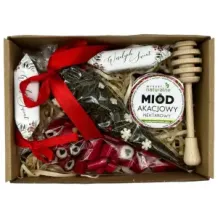 Zestaw prezentowy UPOMINEK miodek herbata cukierki łyżka do miodu. 73066