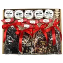 Zestaw prezentowy UPOMINEK zestaw miodków i herbaty krówki. 73066