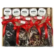 Zestaw prezentowy UPOMINEK zestaw miodków i herbaty krówki. 73066