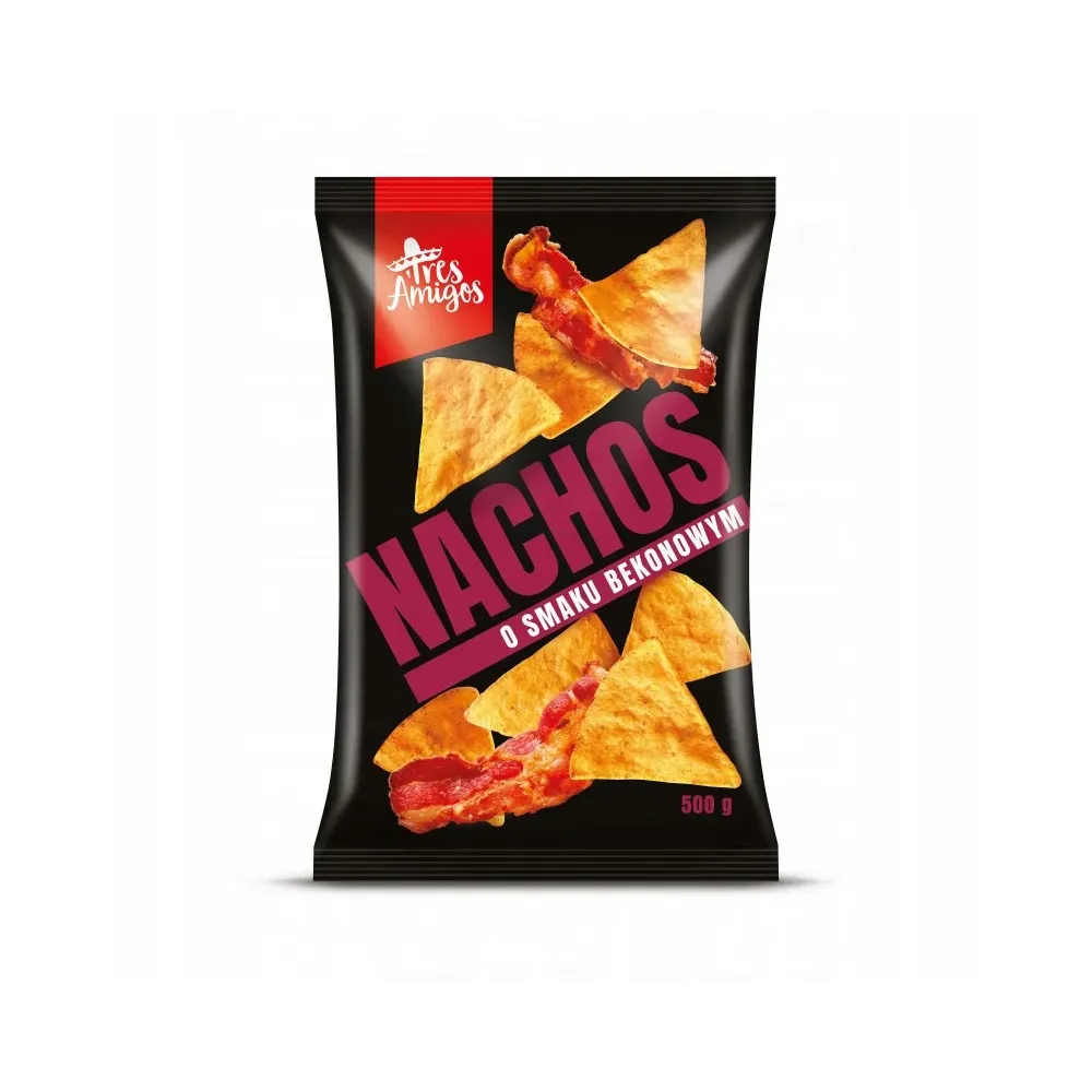 CHRUPIĄCE NACHOSY bekonowe chipsy z tortilli NACHOS 500 G FANEX. 2221