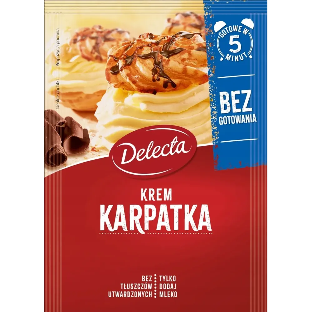 Krem Karpatka w 5 minut Delecta 136g tradycyjny smak wanilia krem do ciast 23704