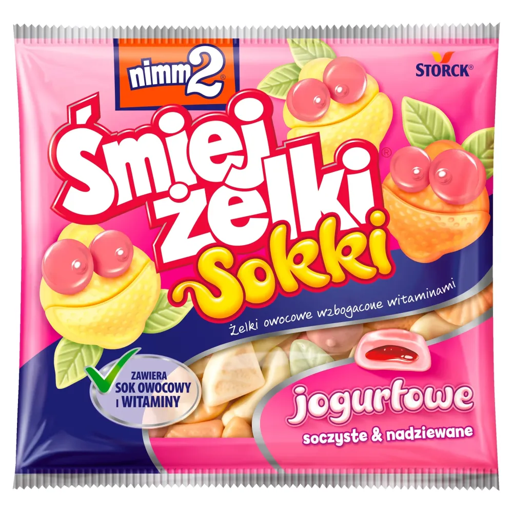nimm2 Śmiejżelki Sokki jogurtowe Żelki owocowe z witaminami 90g 04.2025