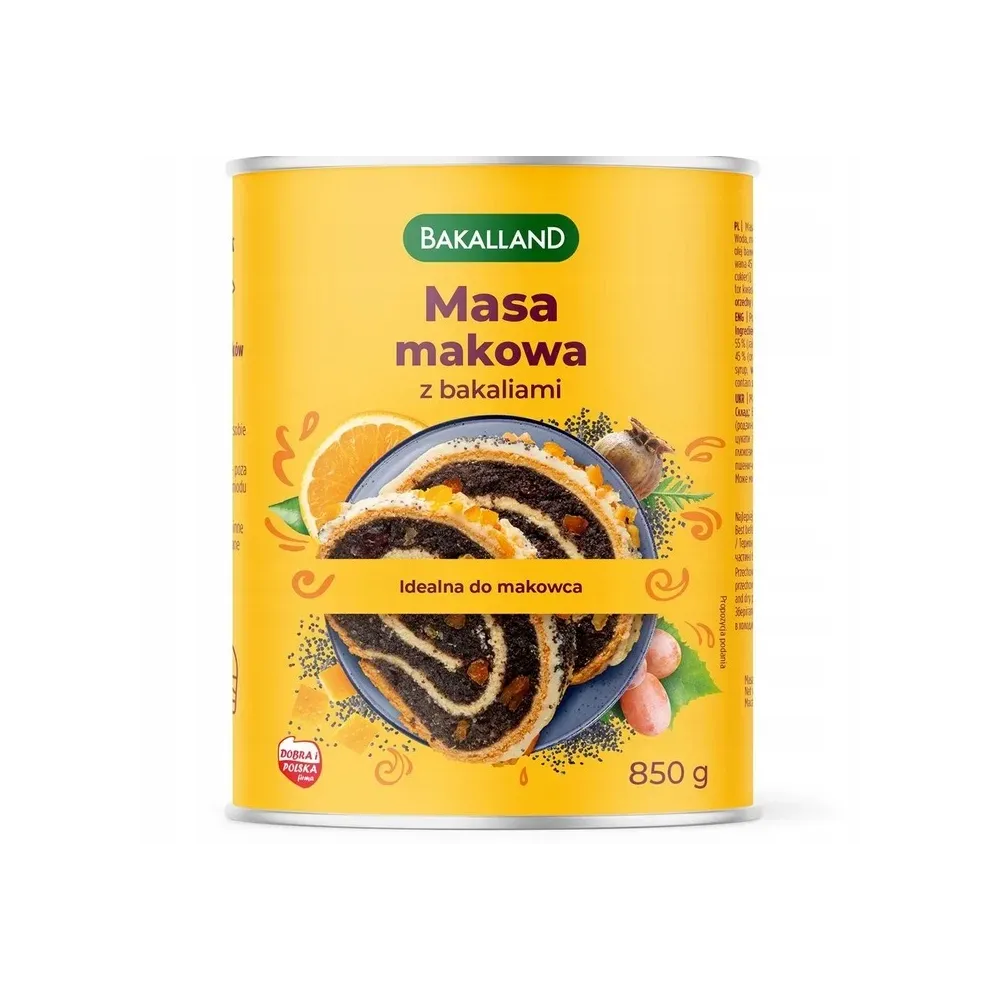 Masa makowa z bakaliami Bakalland 850g gotowa w puszce do wypieków 60016