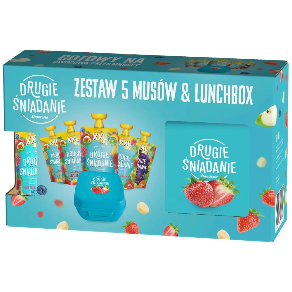 ZESTAW 5 MUSÓW XXL 180 G Dawtona Mus Owocowy + Lunchbox Śniadaniówka GRATIS 22318