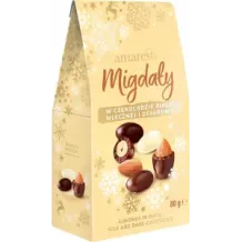 MIGDAŁY W CZEKOLADZIE BIAŁEJ MLECZNEJ DESEROWEJ AMARESTI WINTER 80G 1221