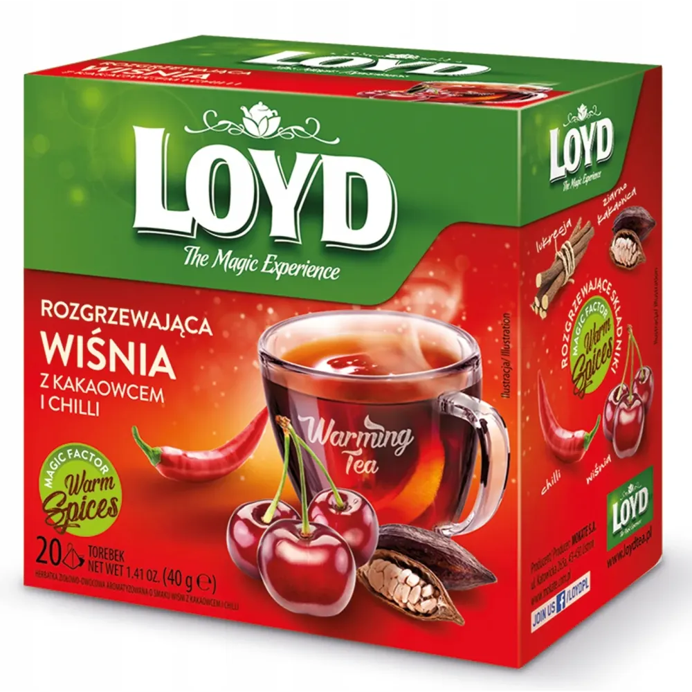 Zimowa Herbata Grzana Rozgrzewająca Wiśnia z Kakaowcem i Chili 20 T. LOYD 27269