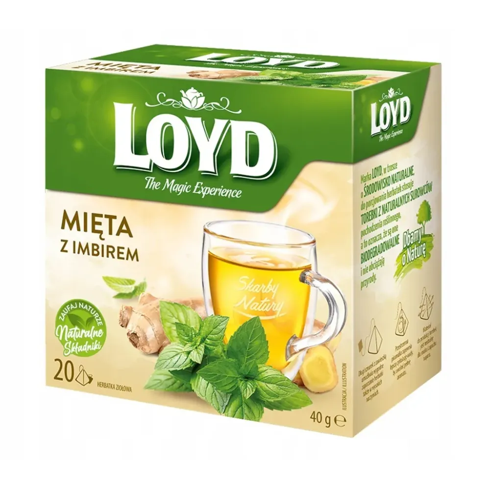 Prozdrowotna Herbata Ziołowa Mięta z Imbirem Naturalne Składniki 20 T. LOYD 33185