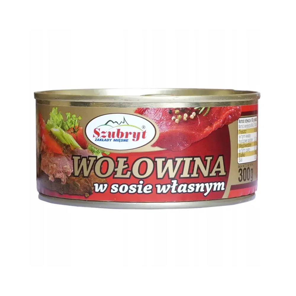 Wołowina w sosie własnym 300 g konserwa SZUBRYT 71478