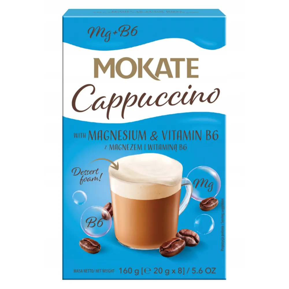 Klasyczny Napój Kawowy Kawa Cappuccino z Pianką + Magnez 160g Mokate 77621