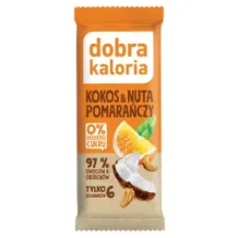 Zdrowy Baton Kokos Pomarańcza Bez Cukru Daktyle Orzechy VEGE Dobra Kaloria 35g 1988