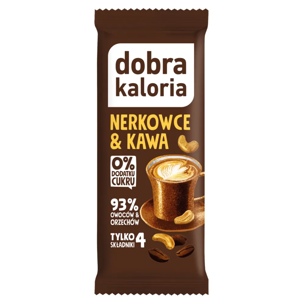 Zdrowy Baton Orzech Nerkowca i Kawa Błonnik Daktyle Bez Cukru Dobra Kaloria 35g 2039