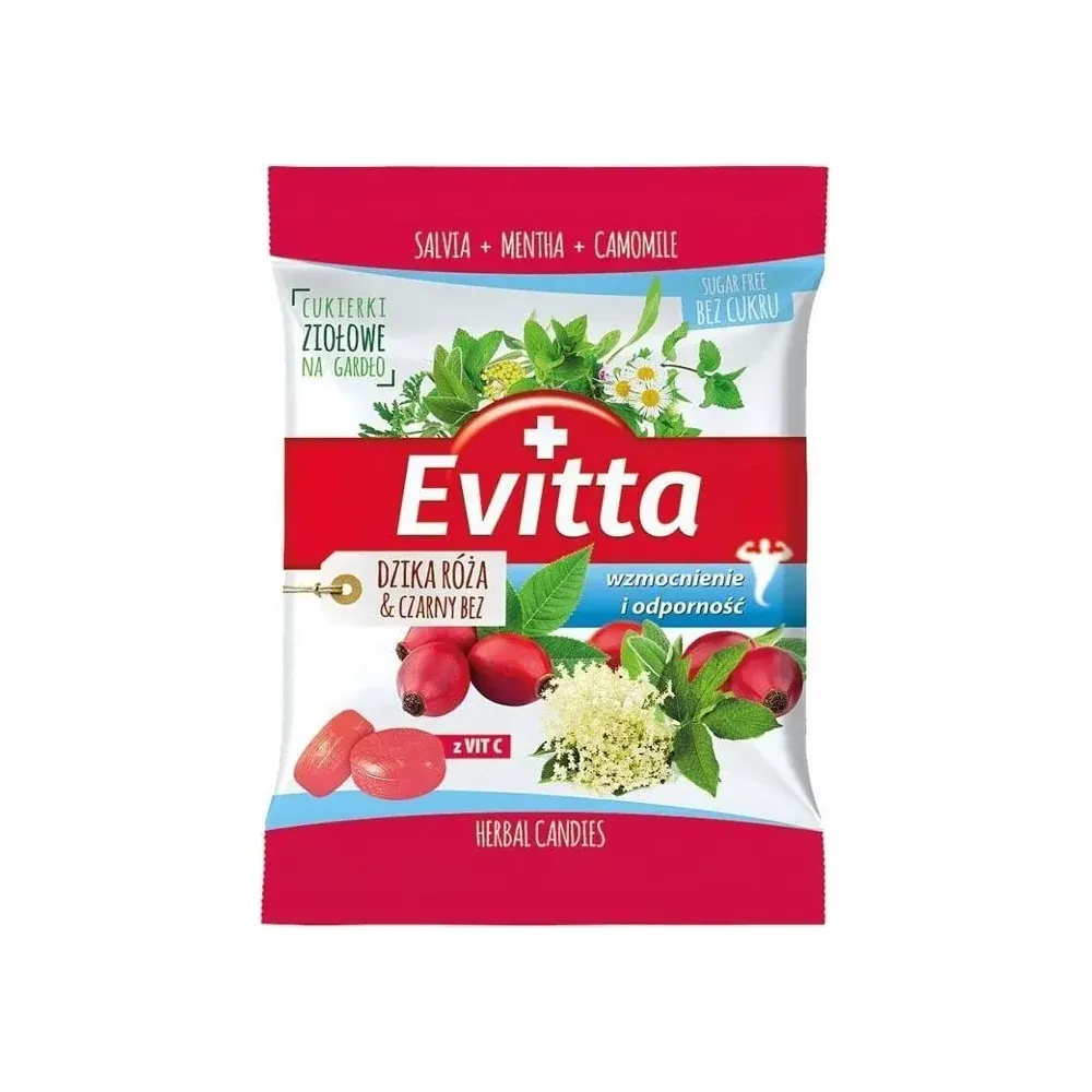 EVITTA CUKIERKI BEZ CUKRU DZIKA RÓŻA 60G