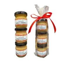 Zestaw 3 miodków smakowych w celofanie prezent 70287