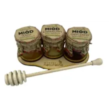 Zestaw 3 miodków na podstawce z łyżką PREZENT. 72793