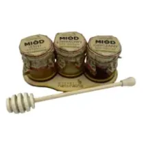 Zestaw 3 miodków na podstawce z łyżką PREZENT. 72793